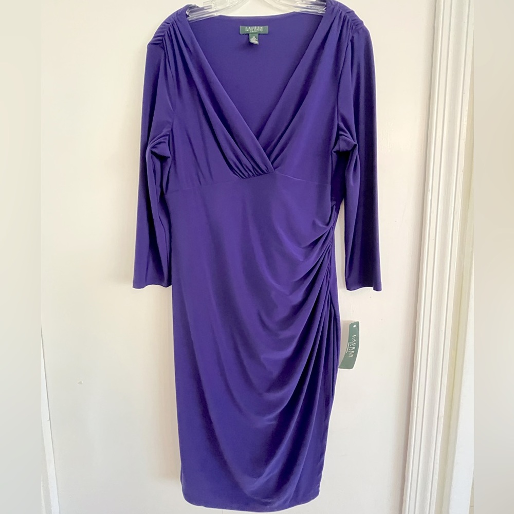 NWT Ralph Lauren Purple Jersey Knit Dress 16